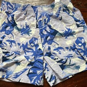 Blue Patterned Girls Swim Shorts
